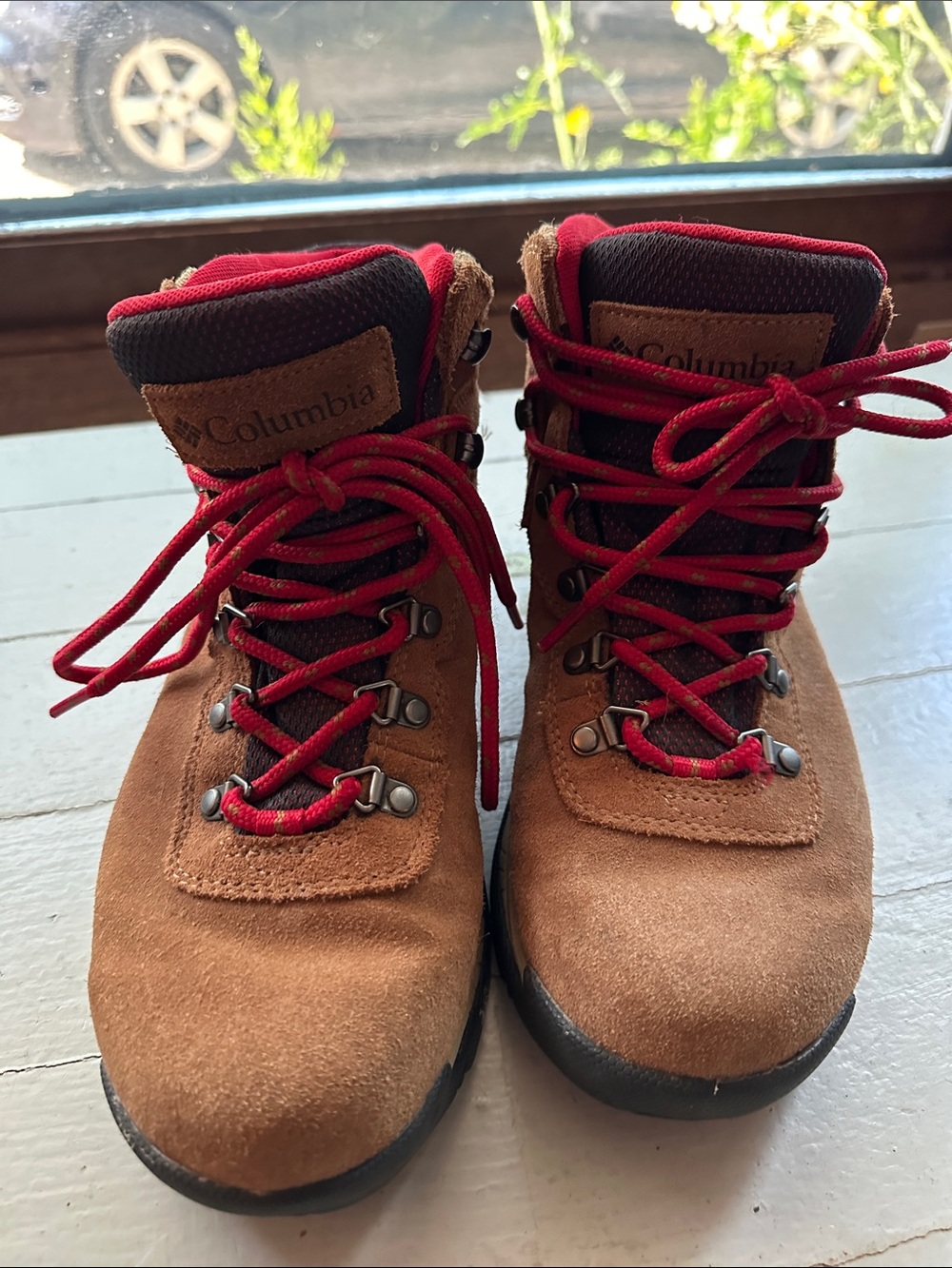 Columbia Brown Hiking Boots with Red Laces